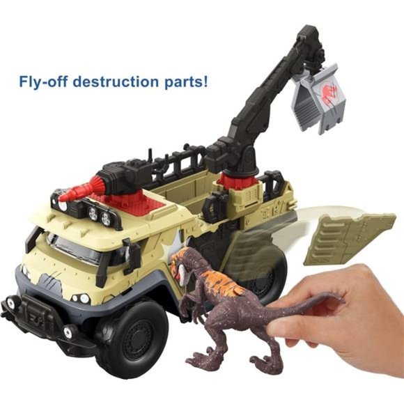 Jurassic World Dominion Capture & Crush Truck with Velociraptor, Vehicle Toy - Picture 3 of 6